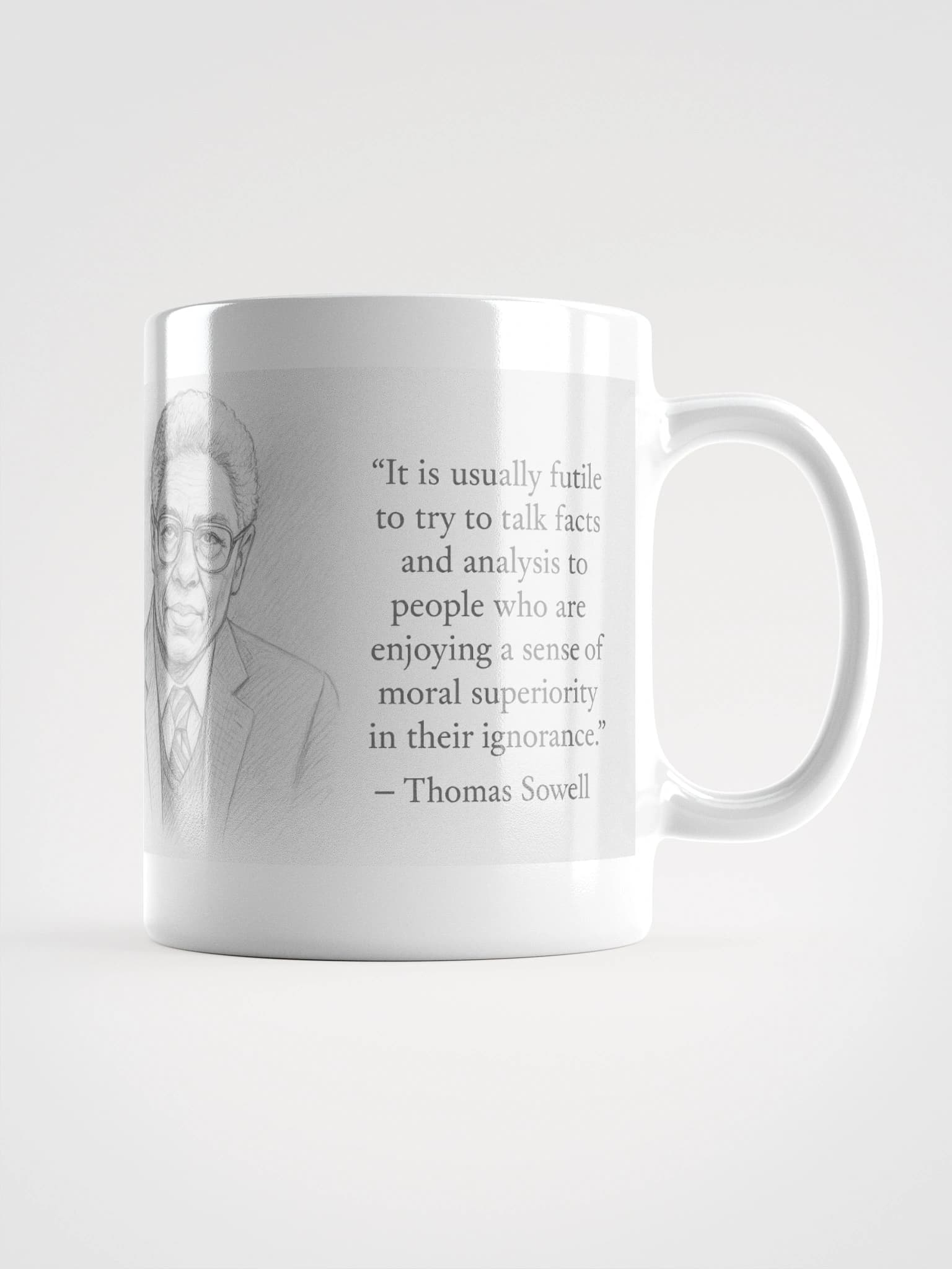 “Moral Superiority” - Thomas Sowell Quote Mug - alternate view