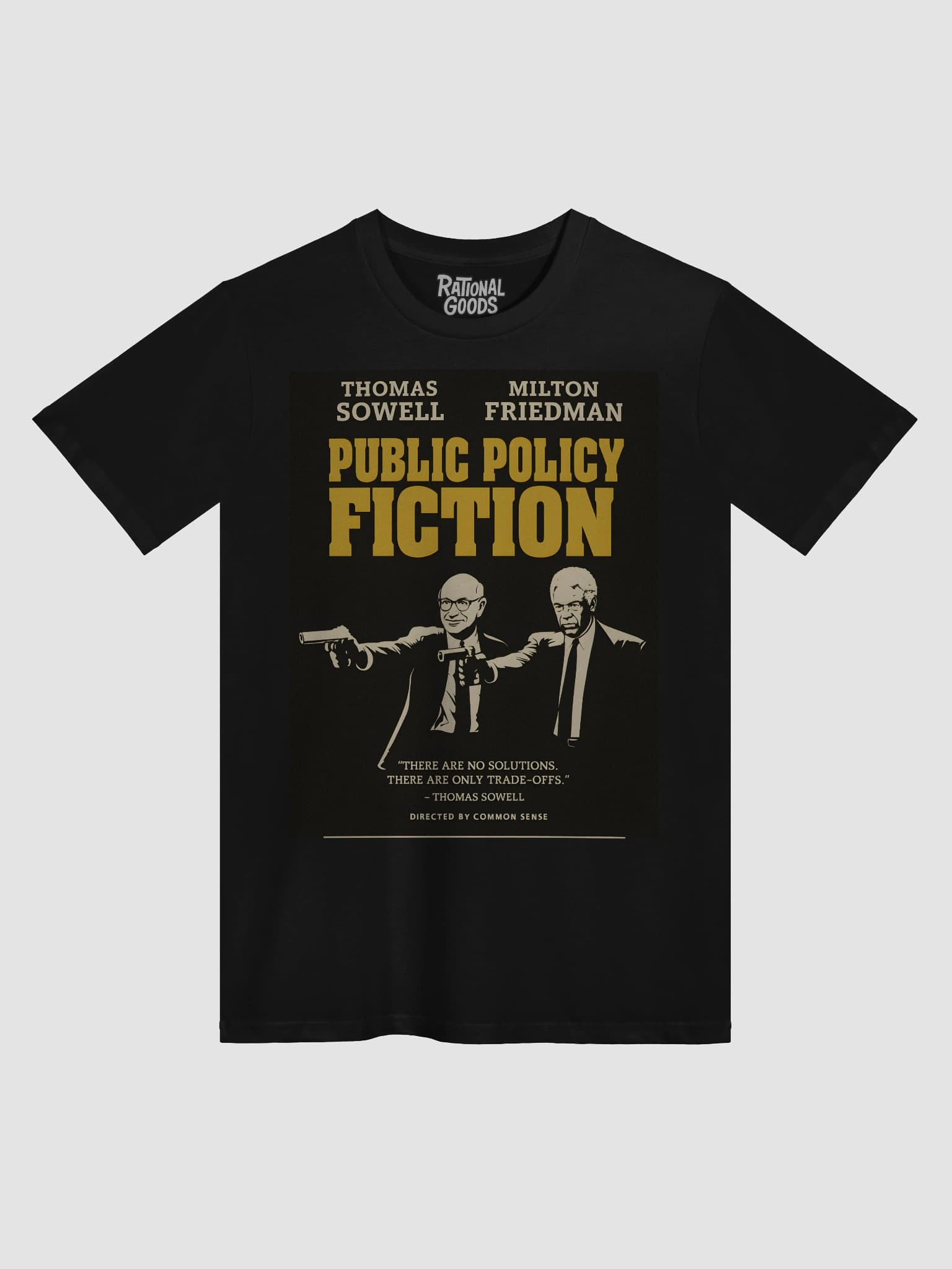 Public Policy Fiction – Sowell & Friedman Tribute Tee (Premium Version)