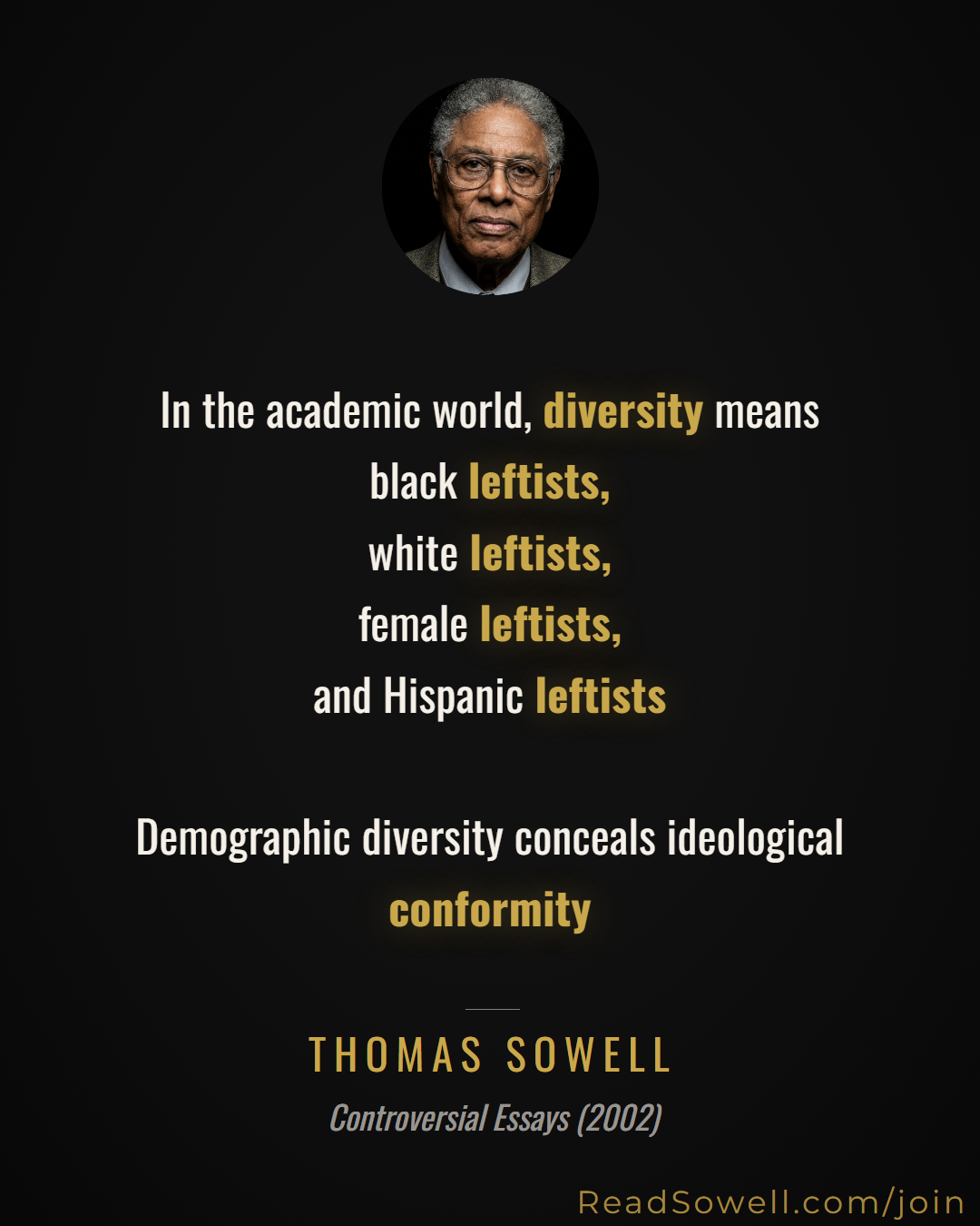 Meme: In the academic world, diversity means black leftists, white...
